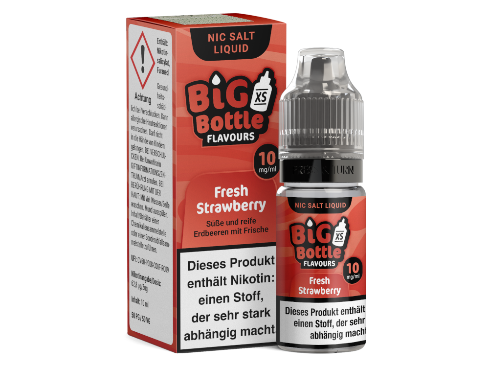 10x Big Bottle - Fresh Strawberry - Nikotinsalz Liquid 10 mg/ml