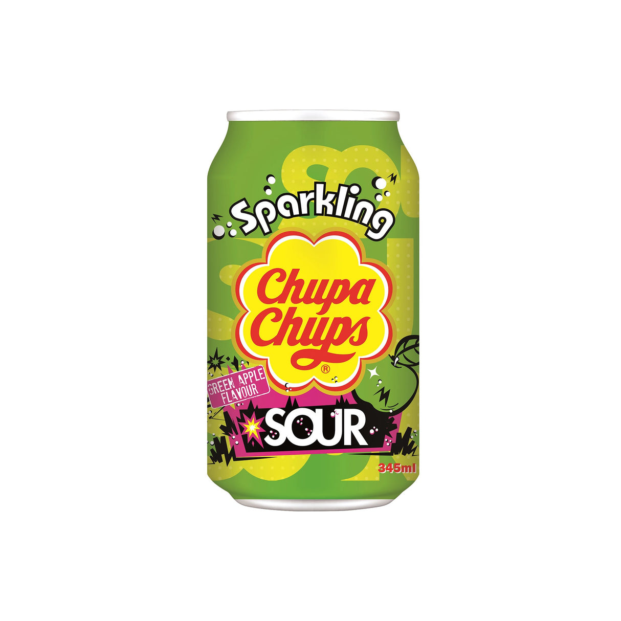 24x Chupa Chups Sparkling Sour Green Apple 345ml