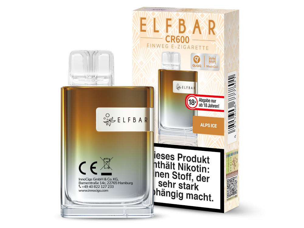 10x Elfbar - CR600 Einweg E-Zigarette - Alps Ice 20 mg/ml