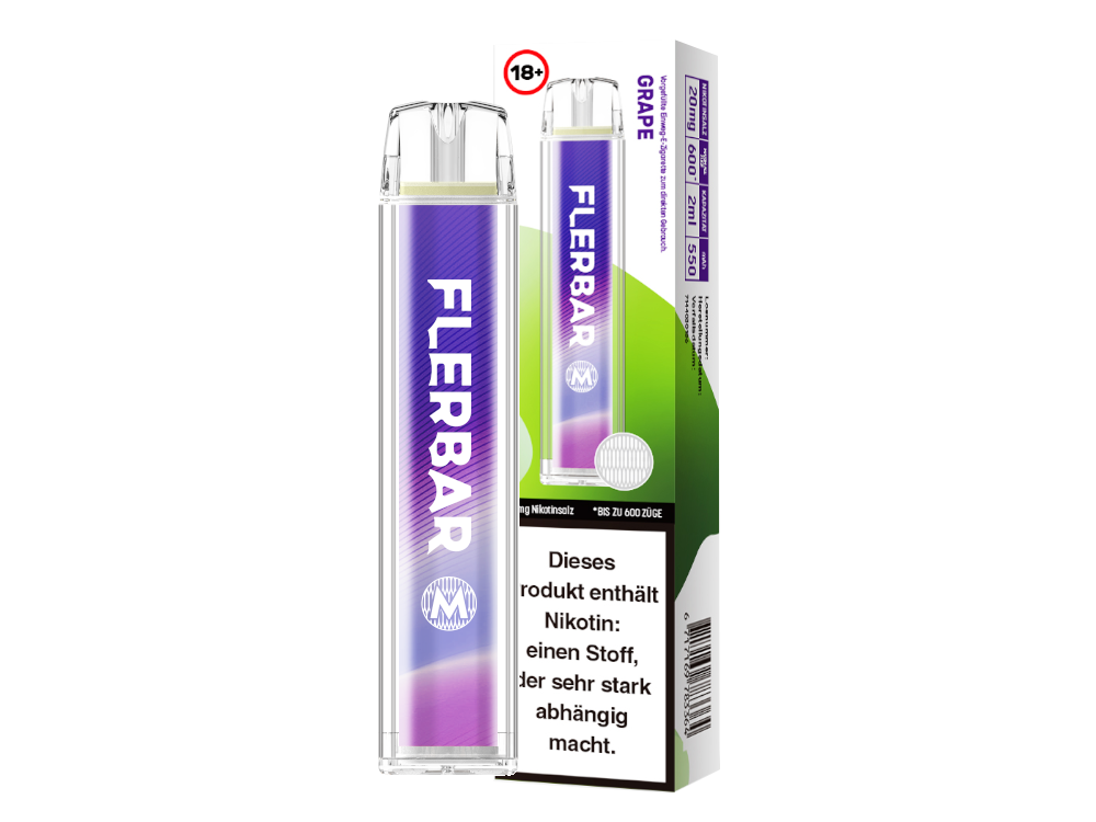 10x Flerbar - M Einweg E-Zigarette - Grape 20 mg/ml