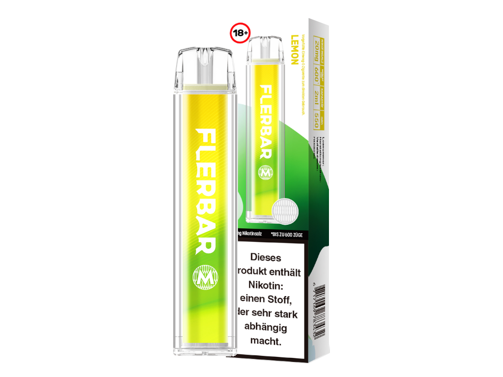 10x Flerbar - M Einweg E-Zigarette - Lemon 20 mg/ml