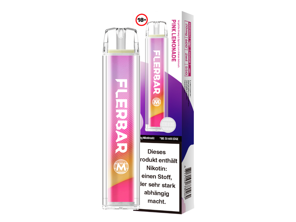 10x Flerbar - M Einweg E-Zigarette - Pink Lemonade 20 mg/ml