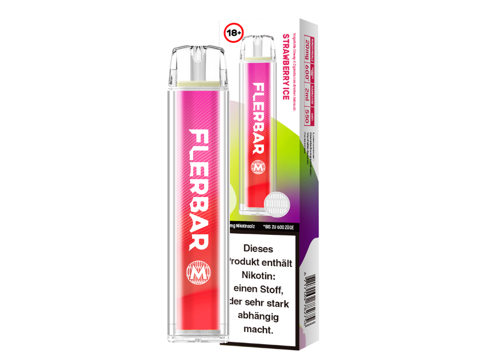 10x Flerbar - M Einweg E-Zigarette - Strawberry Ice 20 mg/ml