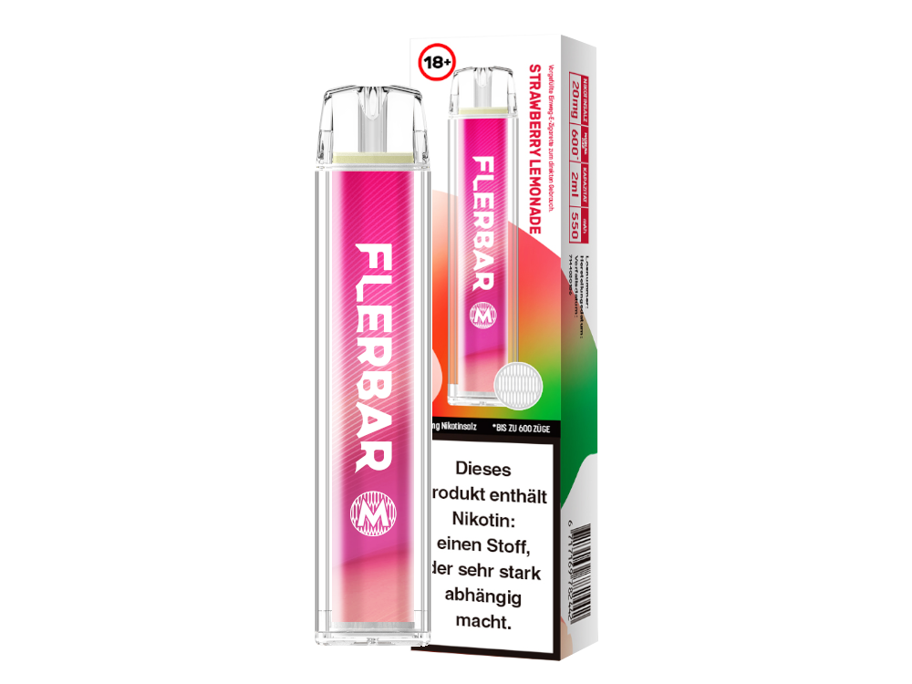 10x Flerbar - M Einweg E-Zigarette - Strawberry Lemonade 20 mg/ml