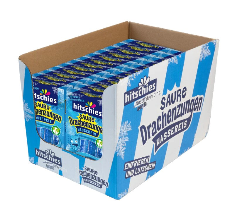 24x Hitschies Saure Drachenzungen Wassereis blau 400 ml