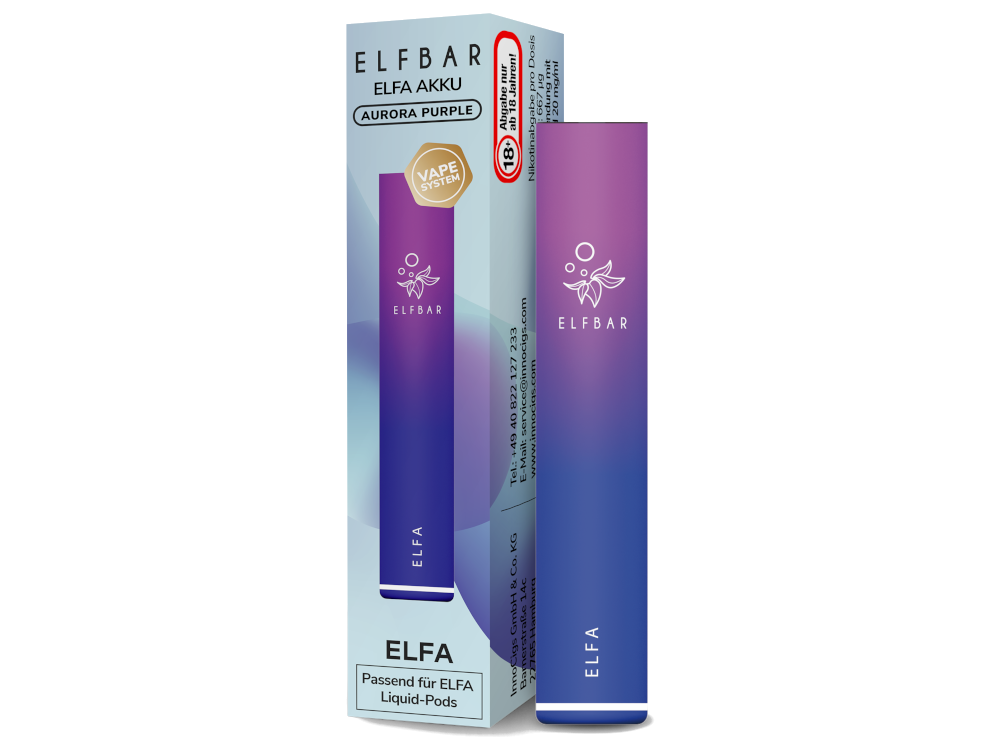 10x Elfbar - Elfa Akku 500 mAh aurora-lila