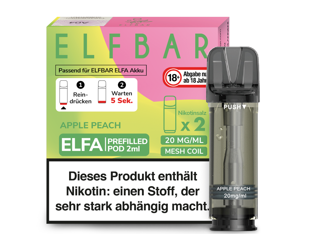 10x Elfbar - Elfa Pod Apple Peach 20 mg/ml (2 Stück pro Packung)