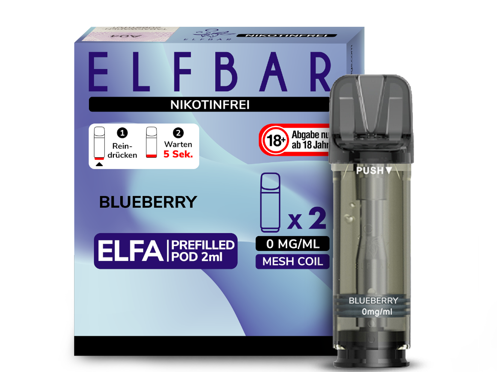10x Elfbar - Elfa Pod Blueberry 0 mg/ml (2 Stück pro Packung)