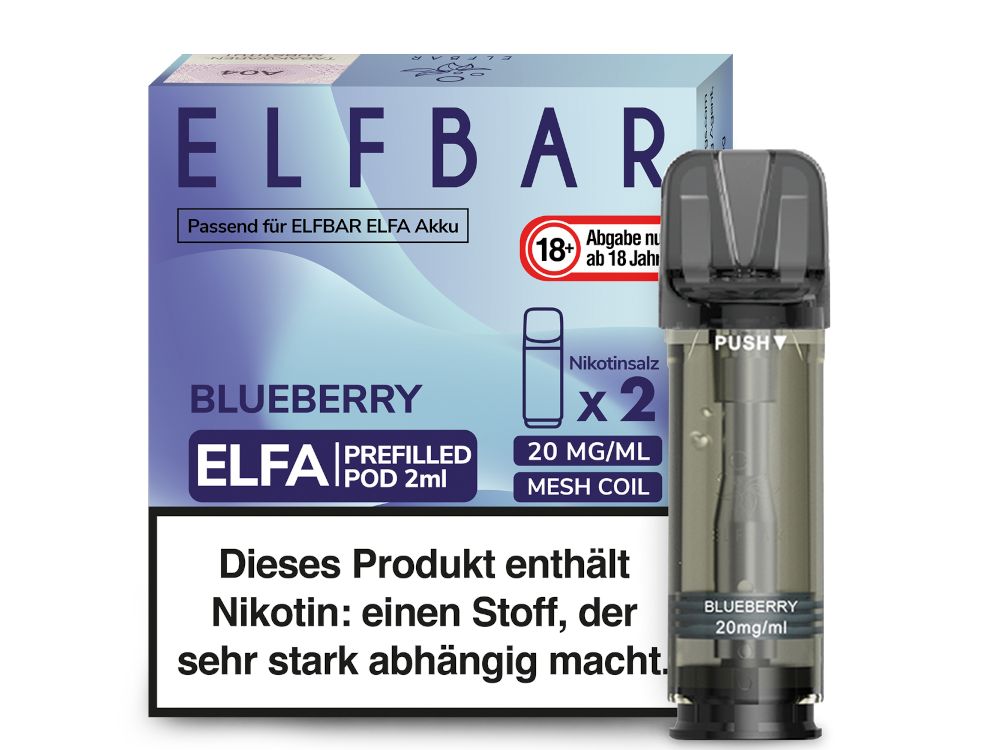 10x Elfbar - Elfa Pod Blueberry 20 mg/ml (2 Stück pro Packung)