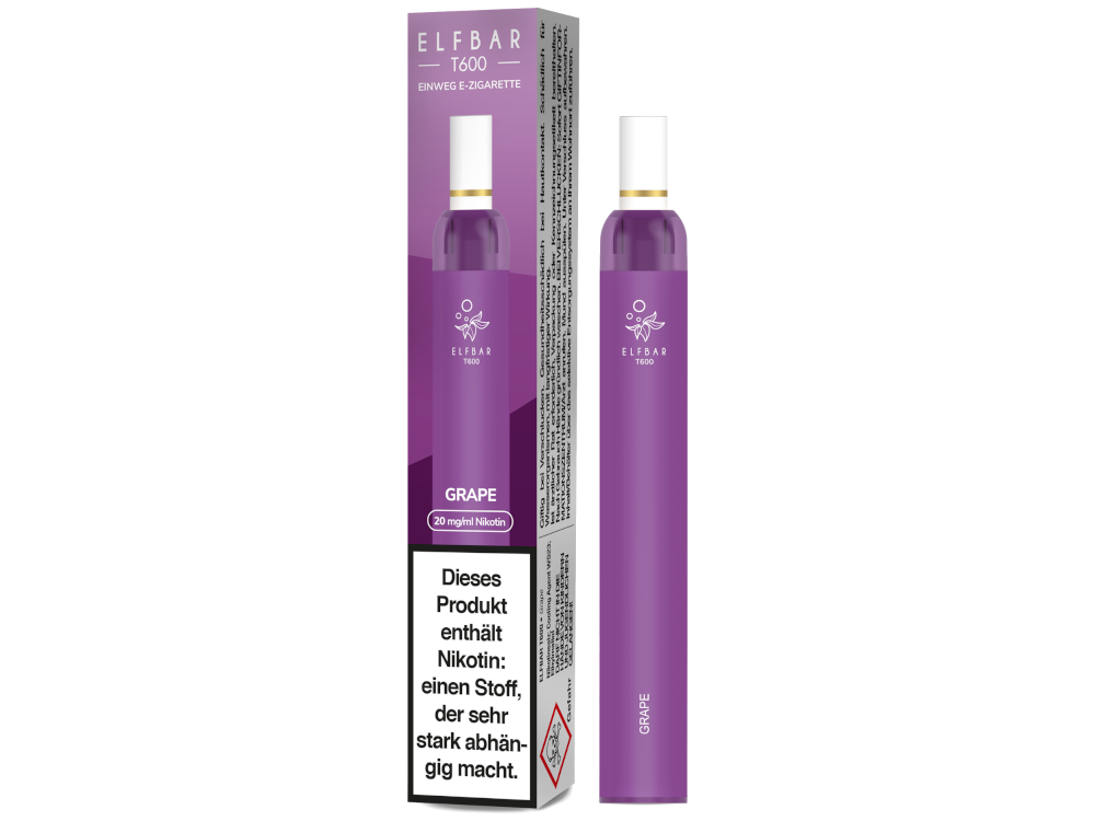 10x Elfbar - T600 Einweg E-Zigarette - Grape 20 mg/ml