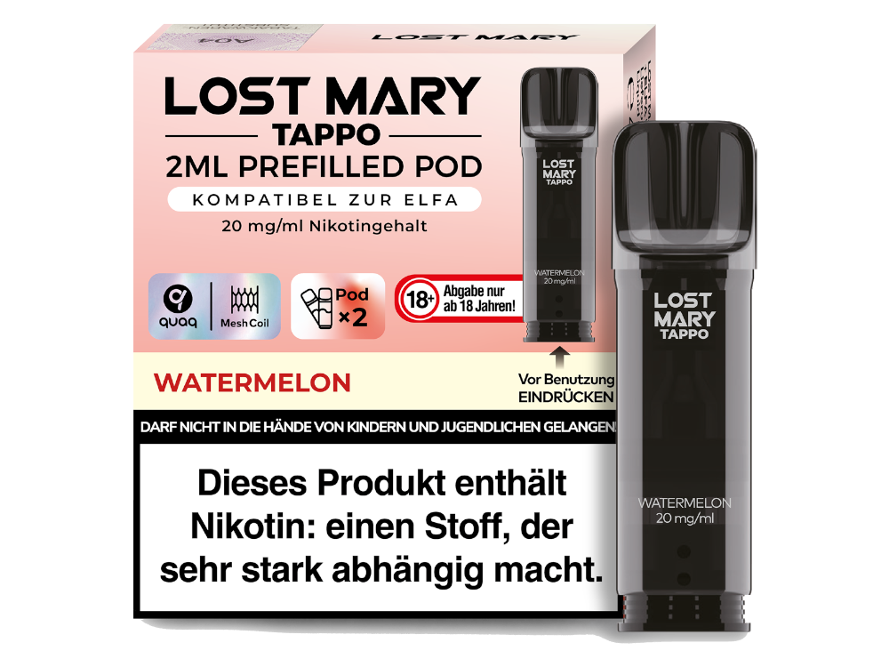 10x Lost Mary - Tappo Pod Watermelon 20 mg/ml (2 Stück pro Packung)