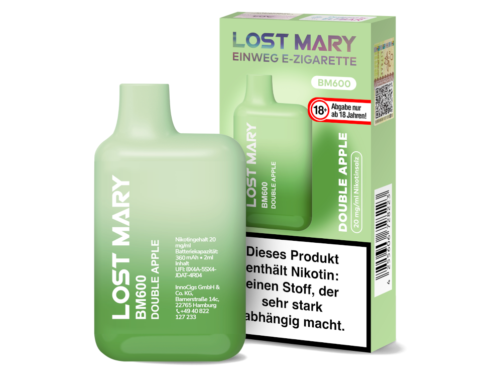 10x Lost Mary - BM600 Einweg E-Zigarette - Double Apple 20 mg/ml