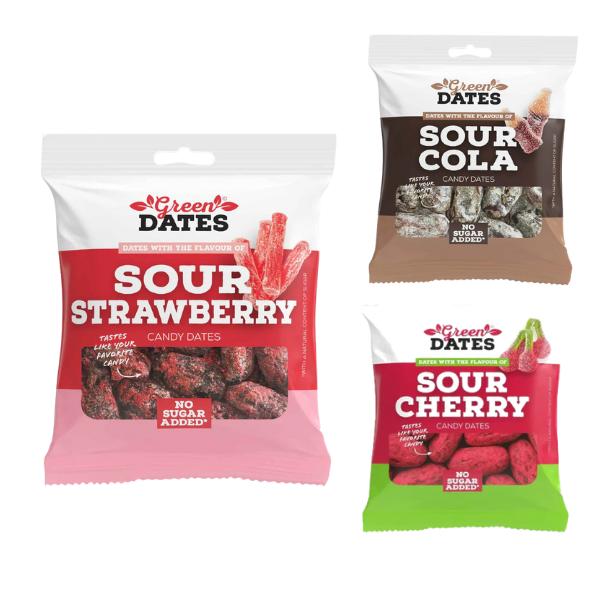 Green Dates: Sour Strawberry, Sour Cola, Sour Cherry 3er Bundle TikTokShop