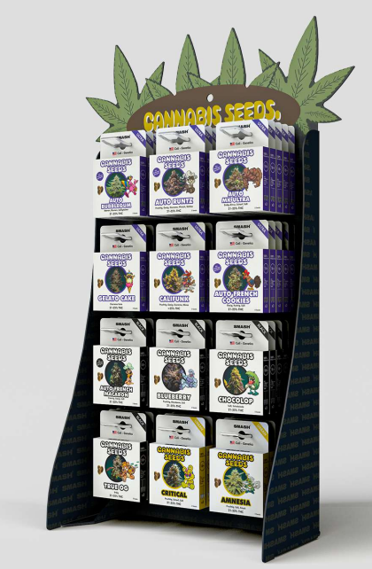 Cannabis-Samen mit Aufsteller - SMASH - (12 x 5er Set)