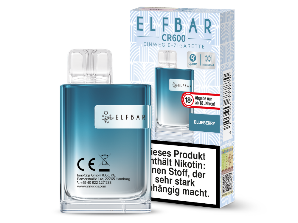 10x Elfbar - CR600 Einweg E-Zigarette - Blueberry 20 mg/ml