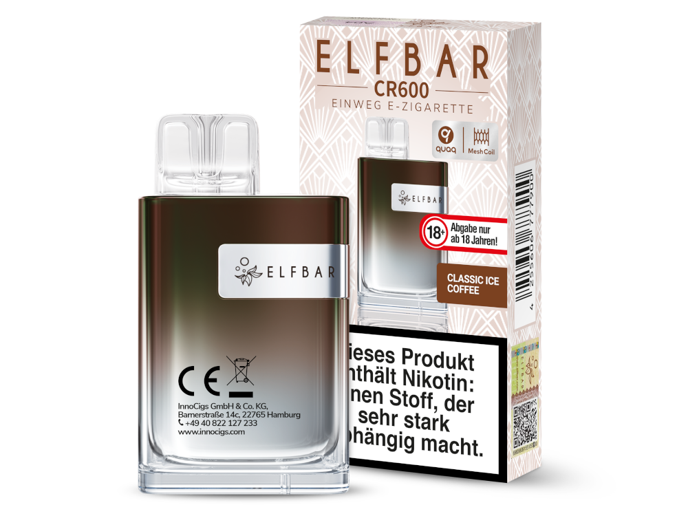 10x Elfbar - CR600 Einweg E-Zigarette - Classic Ice Coffee 20 mg/ml