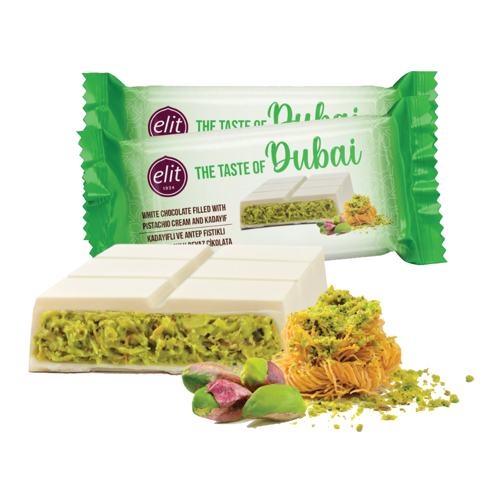 12x Elit Dubai Weiße Schokolade mit Pistaziencreme 90g