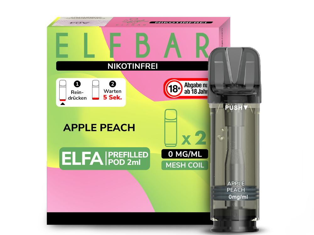 10x Elfbar - Elfa Pod Apple Peach 0 mg/ml (2 Stück pro Packung)