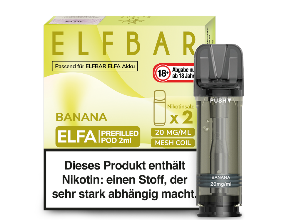 10x Elfbar - Elfa Pod Banana 20 mg/ml (2 Stück pro Packung)