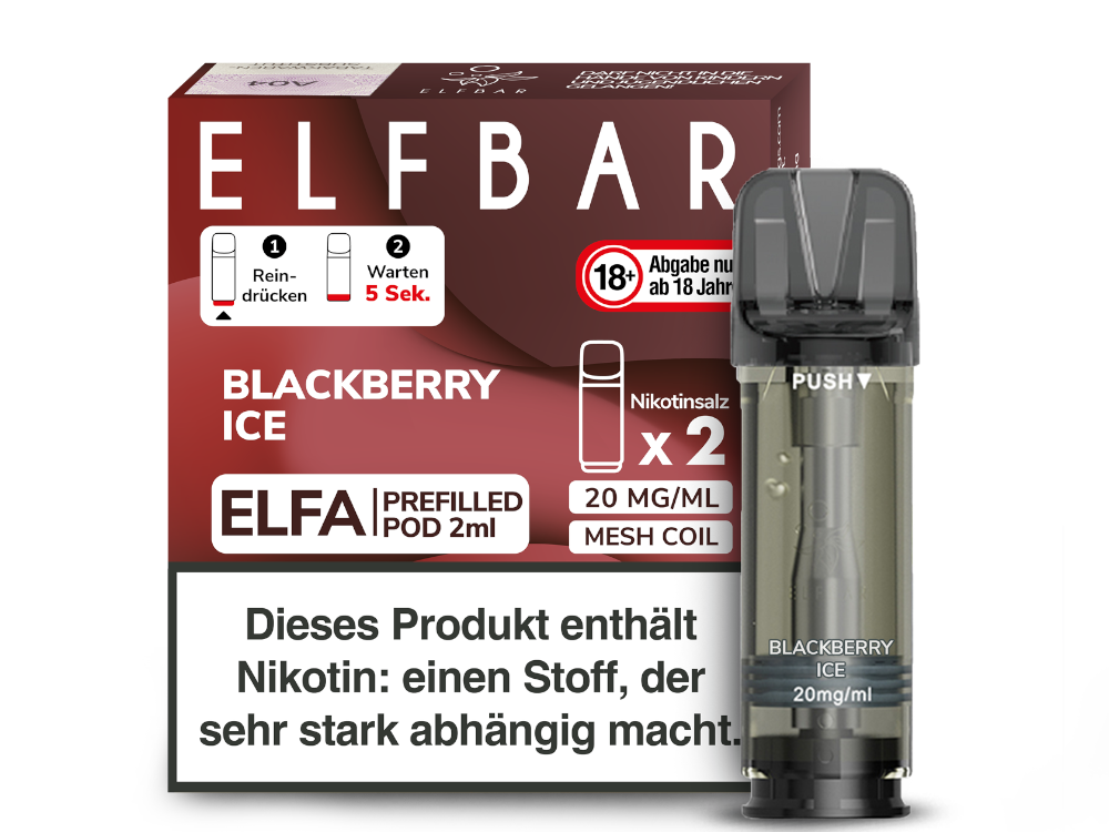 10x Elfbar - Elfa Pod Blackberry Ice 20 mg/ml (2 Stück pro Packung)