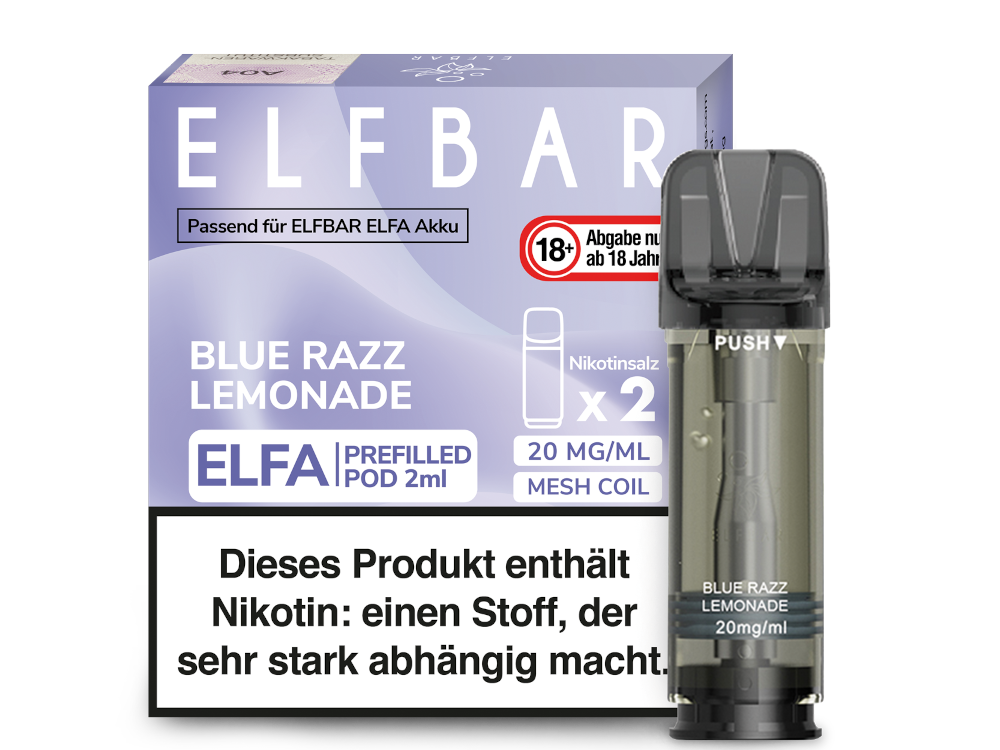 10x Elfbar - Elfa Pod Blue Razz Lemonade 20 mg/ml (2 Stück pro Packung)