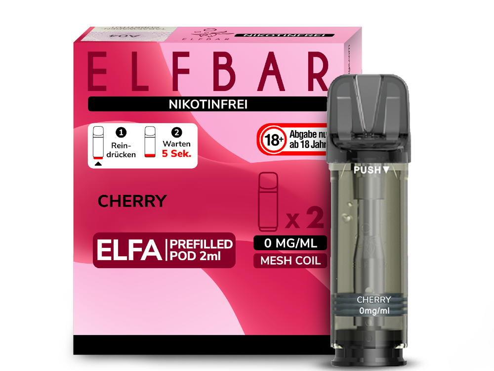 10x Elfbar - Elfa Pod Cherry 0 mg/ml (2 Stück pro Packung)