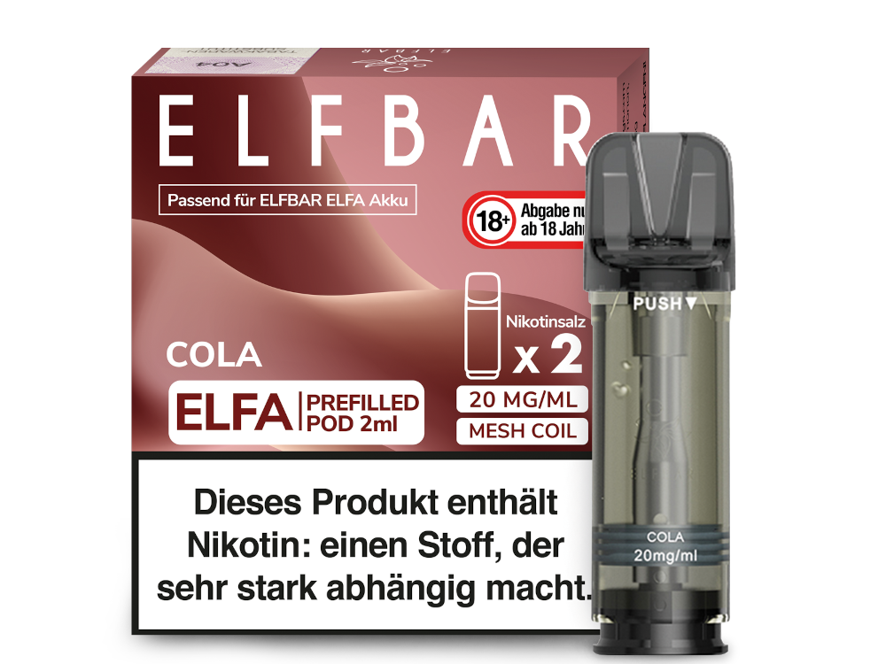 10x Elfbar - Elfa Pod Cola 20 mg/ml (2 Stück pro Packung)