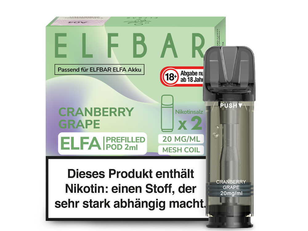 10x Elfbar - Elfa Pod Cranberry Grape 20 mg/ml (2 Stück pro Packung)