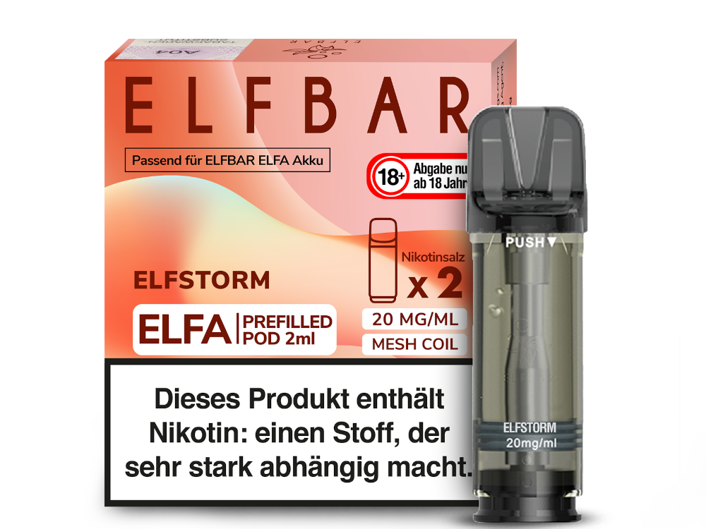 10x Elfbar - Elfa Pod Elfstorm 20 mg/ml (2 Stück pro Packung)