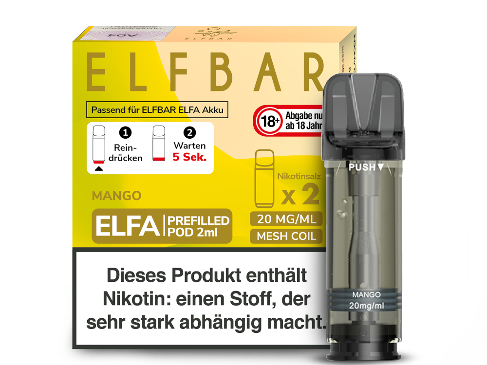 10x Elfbar - Elfa Pod Mango 20 mg/ml (2 Stück pro Packung)