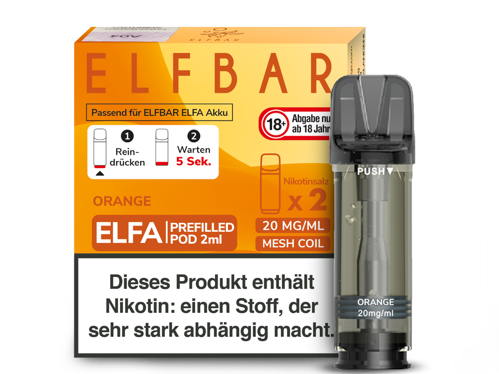 10x Elfbar - Elfa Pod Orange 20 mg/ml (2 Stück pro Packung)