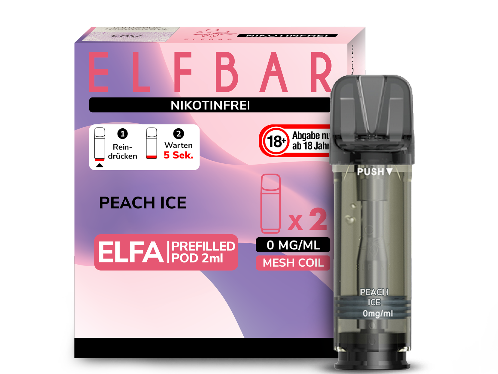 10x Elfbar - Elfa Pod Peach Ice 0 mg/ml (2 Stück pro Packung)