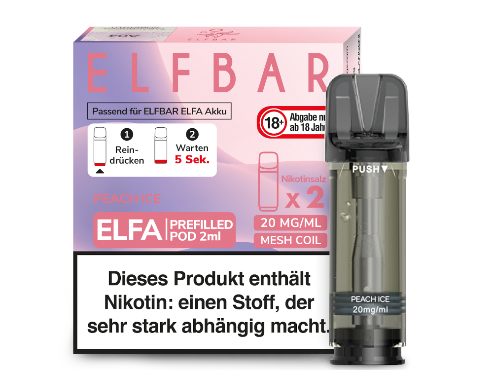 10x Elfbar - Elfa Pod Peach Ice 20 mg/ml (2 Stück pro Packung)