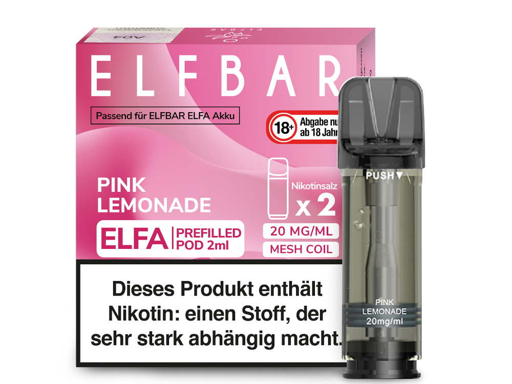 10x Elfbar - Elfa Pod Pink Lemonade 20 mg/ml (2 Stück pro Packung)