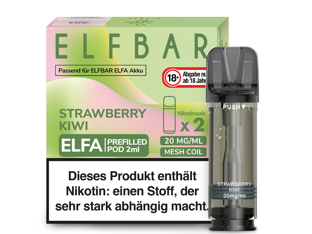 10x Elfbar - Elfa Pod Strawberry Kiwi 20 mg/ml (2 Stück pro Packung)