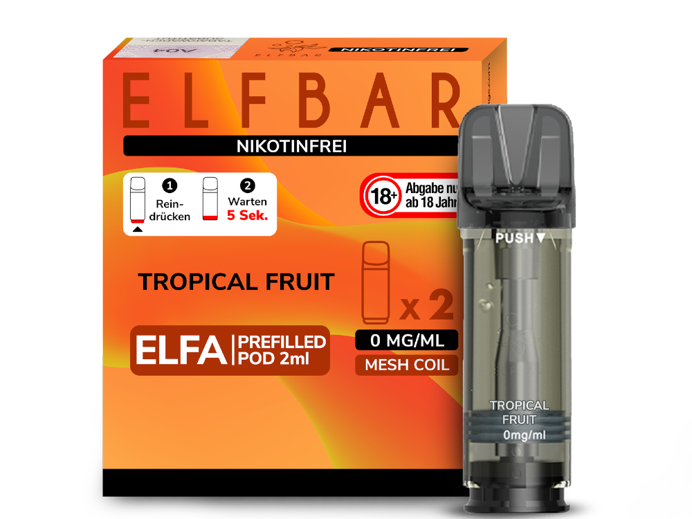 10x Elfbar - Elfa Pod Tropical Fruit 0 mg/ml (2 Stück pro Packung)