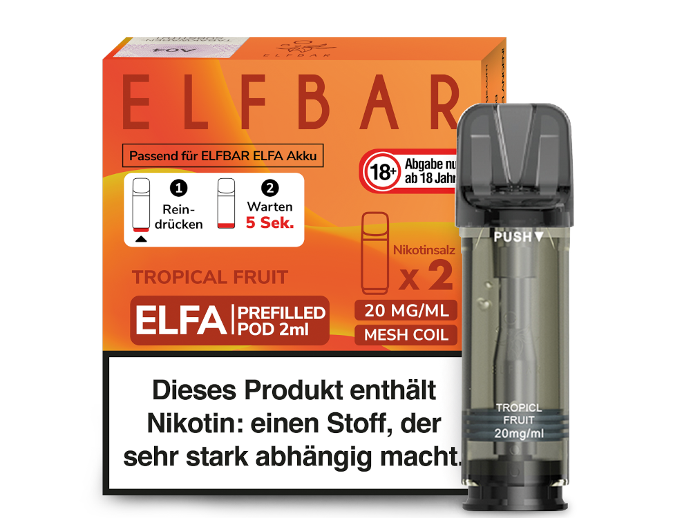 10x Elfbar - Elfa Pod Tropical Fruit 20 mg/ml (2 Stück pro Packung)