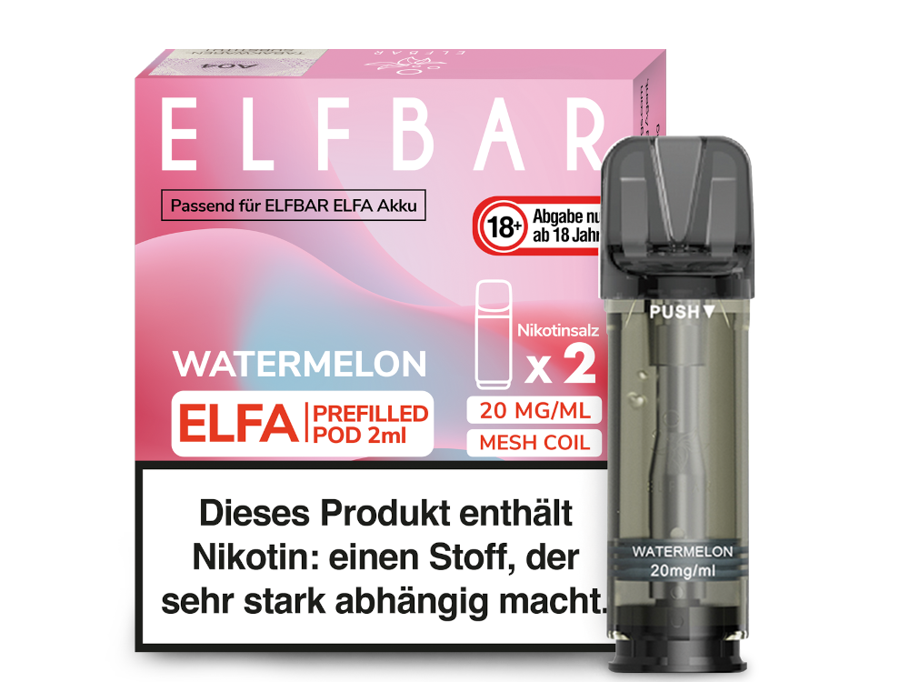 10x Elfbar - Elfa Pod Watermelon 20 mg/ml (2 Stück pro Packung)