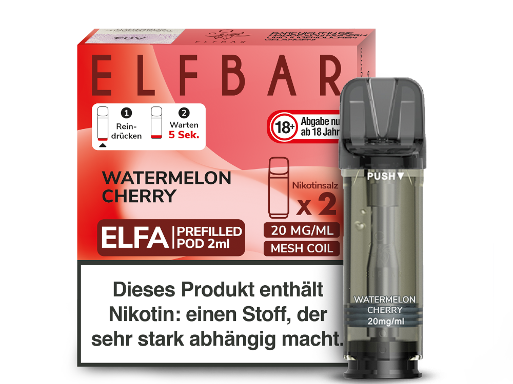 10x Elfbar - Elfa Pod Watermelon Cherry 20 mg/ml (2 Stück pro Packung)