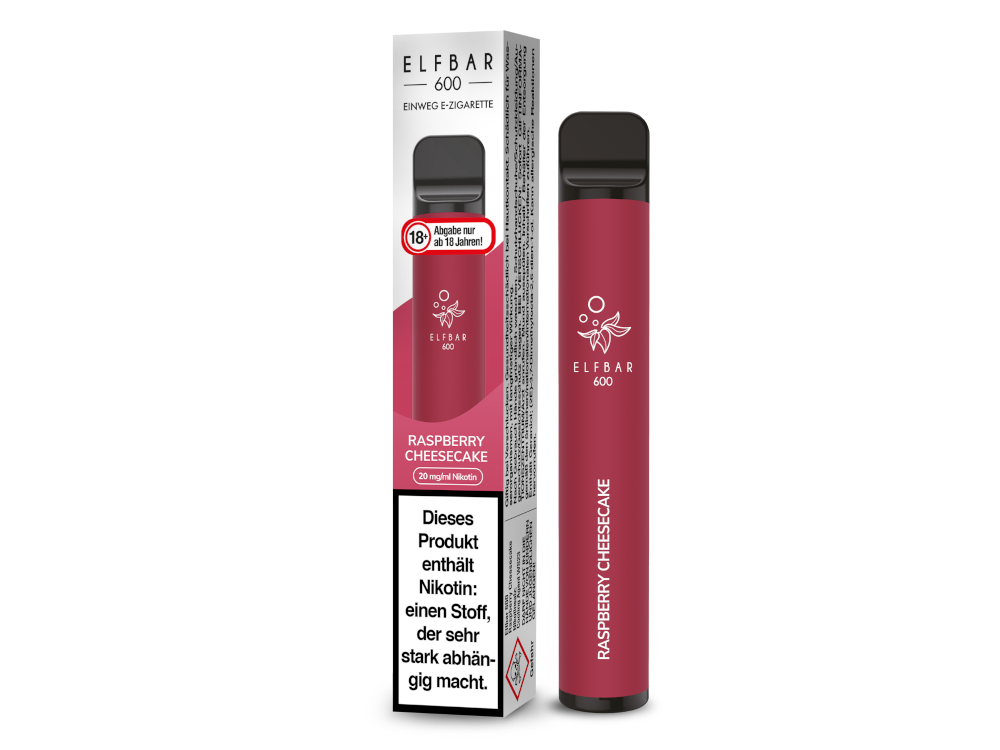 10x Elfbar - 600 Einweg E-Zigarette - Raspberry Cheesecake 20 mg/ml