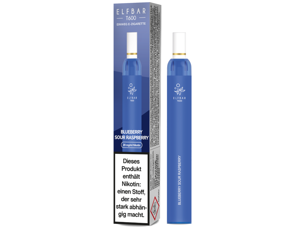 10x Elfbar - T600 Einweg E-Zigarette - Blueberry Sour Raspberry 20 mg/ml