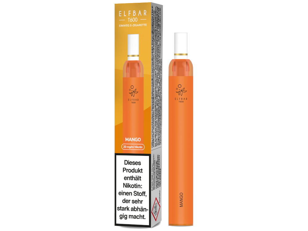 10x Elfbar - T600 Einweg E-Zigarette - Mango 20 mg/ml