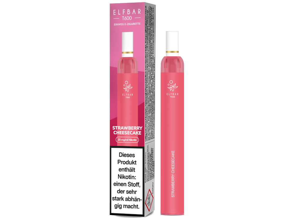 10x Elfbar - T600 Einweg E-Zigarette - Strawberry Cheesecake 20 mg/ml