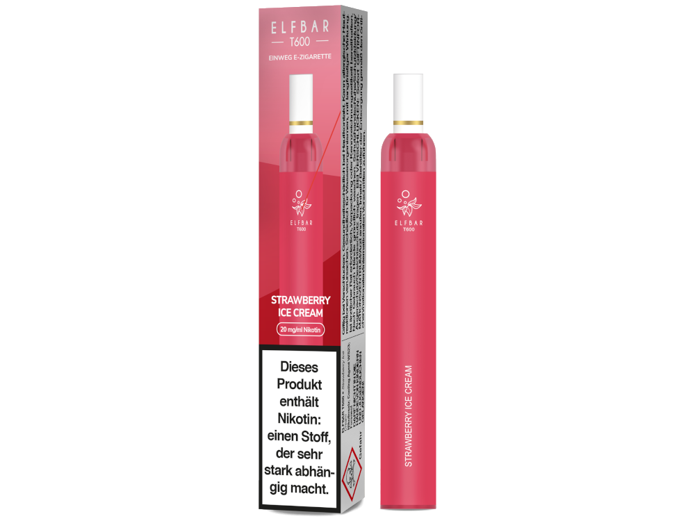 10x Elfbar - T600 Einweg E-Zigarette - Strawberry Ice Cream 20 mg/ml