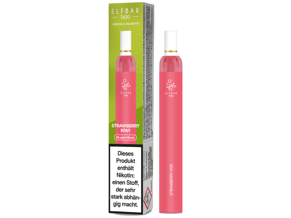 10x Elfbar - T600 Einweg E-Zigarette - Strawberry Kiwi 20 mg/ml