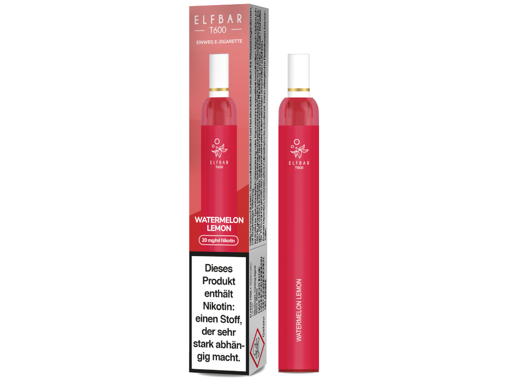 10x Elfbar - T600 Einweg E-Zigarette - Watermelon Lemon 20 mg/ml