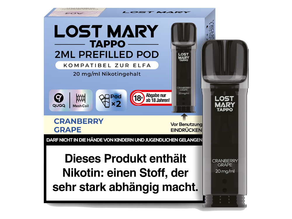 10x Lost Mary - Tappo Pod Cranberry Grape 20 mg/ml (2 Stück pro Packung)