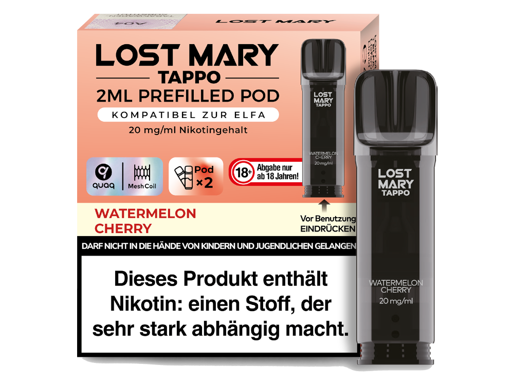 10x Lost Mary - Tappo Pod Watermelon Cherry 20 mg/ml (2 Stück pro Packung)