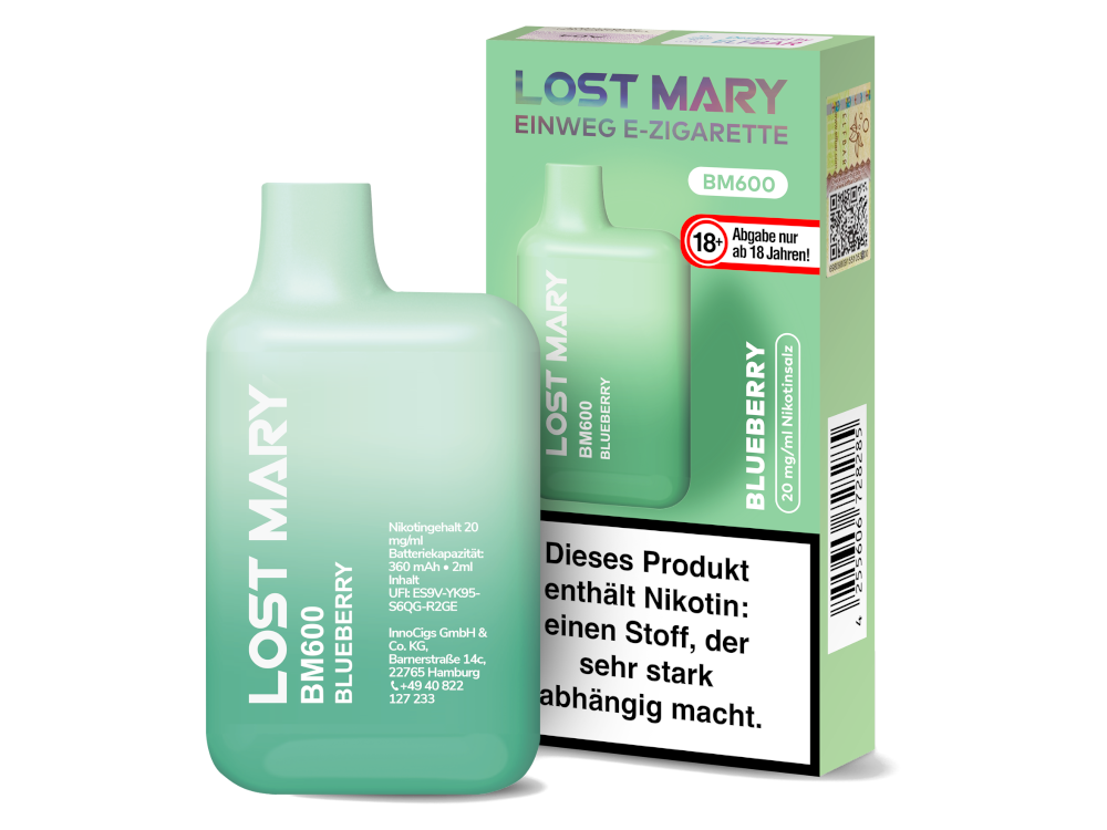 10x Lost Mary - BM600 Einweg E-Zigarette - Blueberry 20 mg/ml