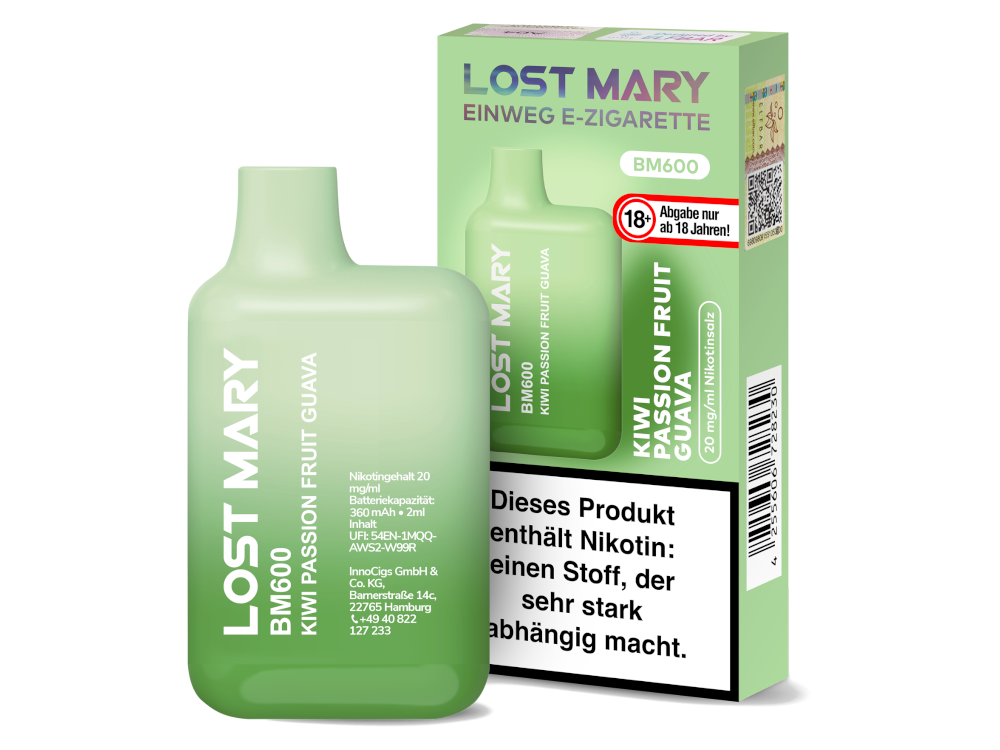 10x Lost Mary - BM600 Einweg E-Zigarette - Kiwi Passionfruit Guava 20 mg/ml